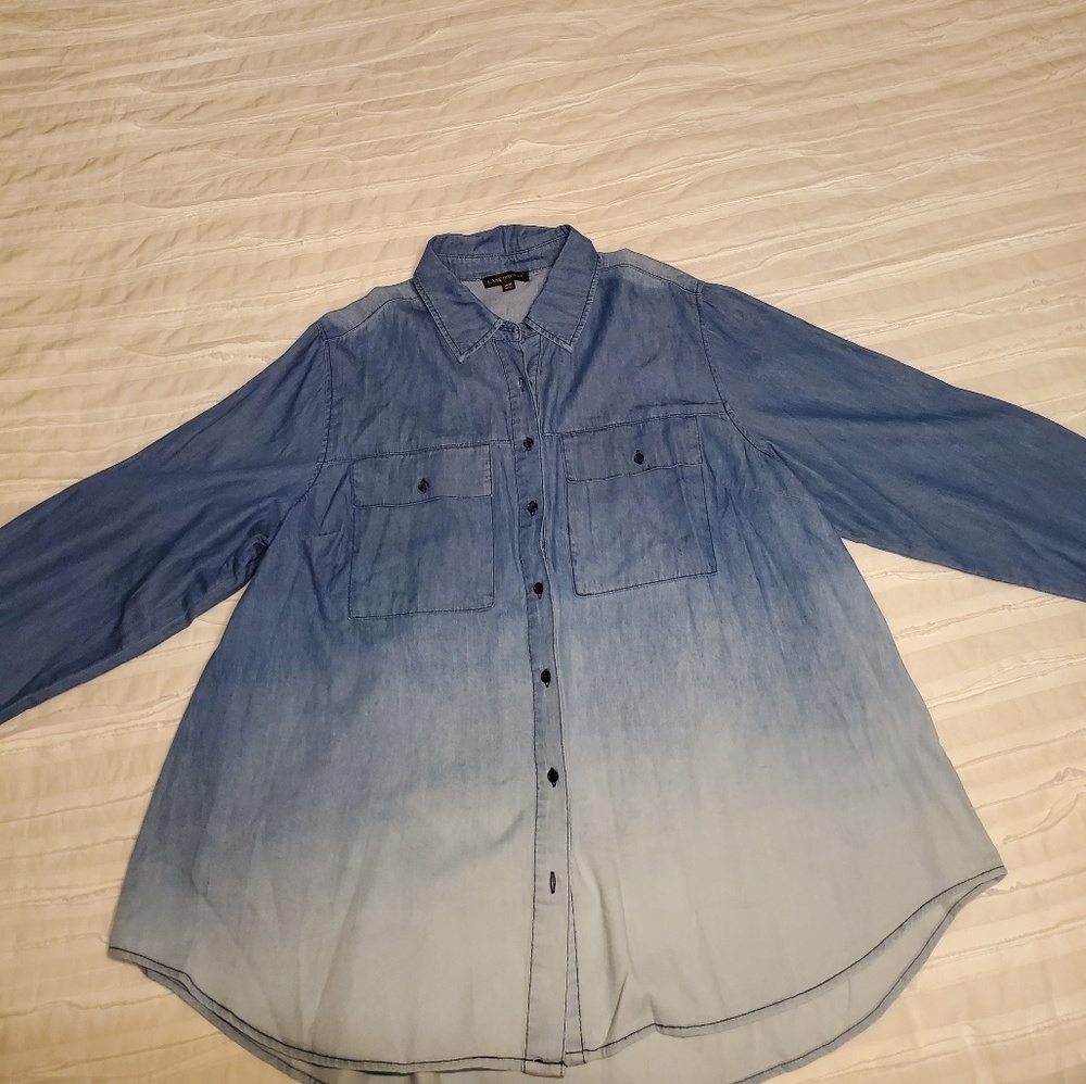 Ombre denim button down shirt